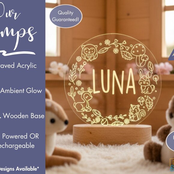 Custom Forest Animals LED Night Light – Whimsical Decor for Kids - Picture 3 of 8